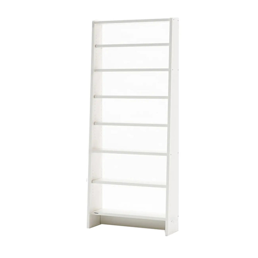 Tall Modern White Wooden Open Vertical Bookcase