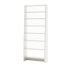 Tall Modern White Wooden Open Vertical Bookcase