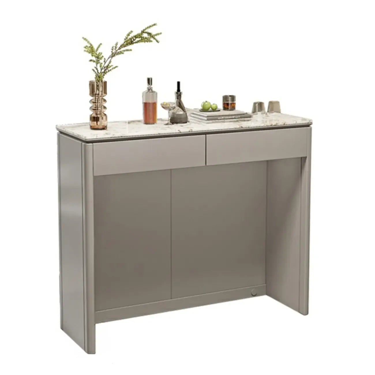 Modern White Stone Top Gray Pine Storage Sofa Bar Tables