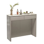 Modern White Stone Top Gray Pine Storage Sofa Bar Tables