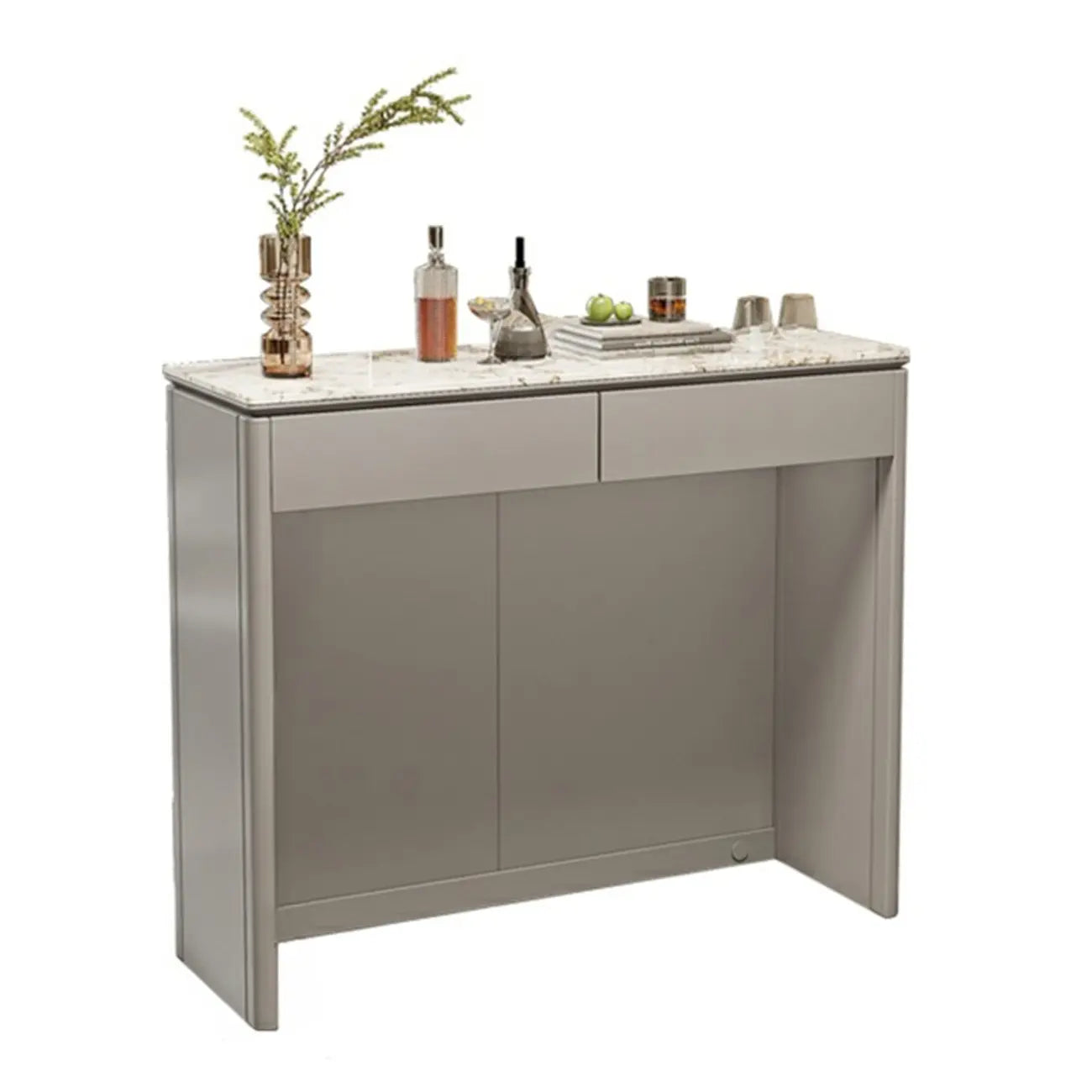 Modern White Stone Top Gray Pine Storage Sofa Bar Tables