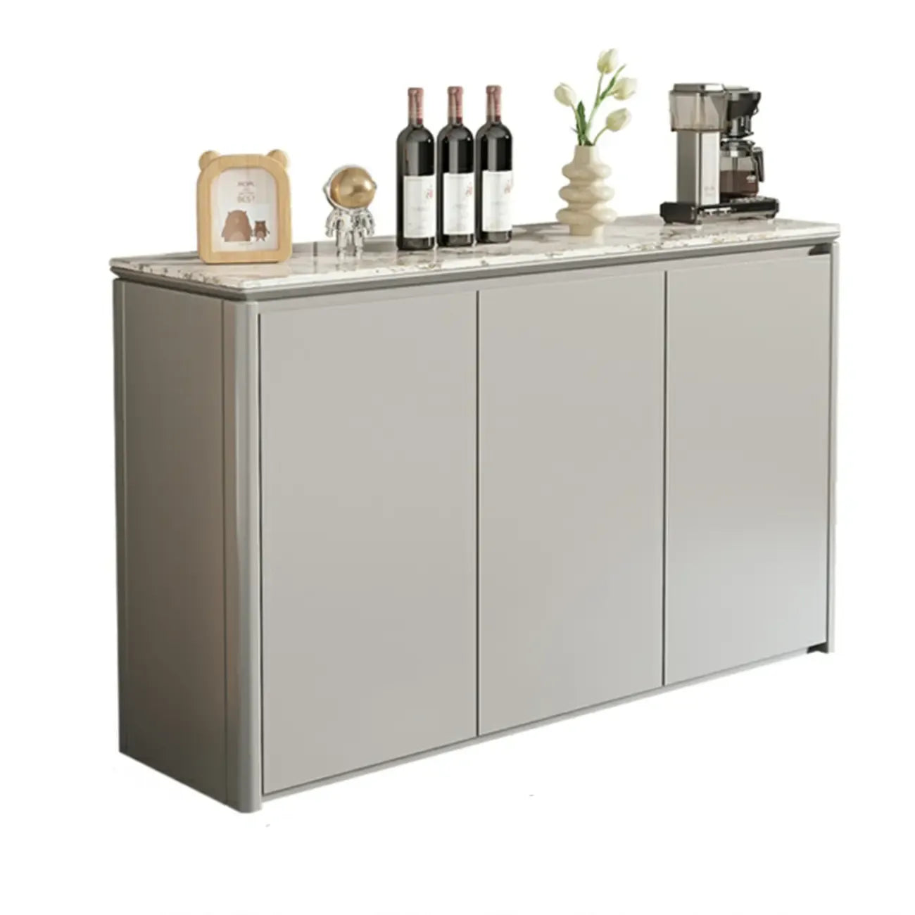 Modern White Stone Top Gray Pine Storage Sofa Bar Tables