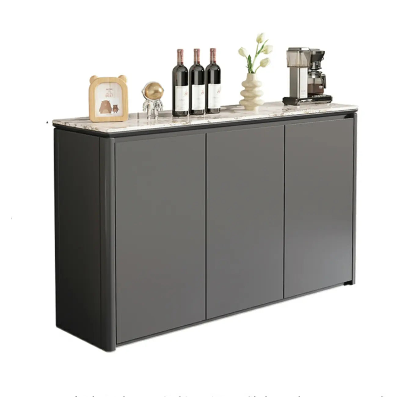 Modern White Stone Top Gray Pine Storage Sofa Bar Tables