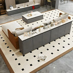 Modern White Stone Top Gray Pine Storage Sofa Bar Tables