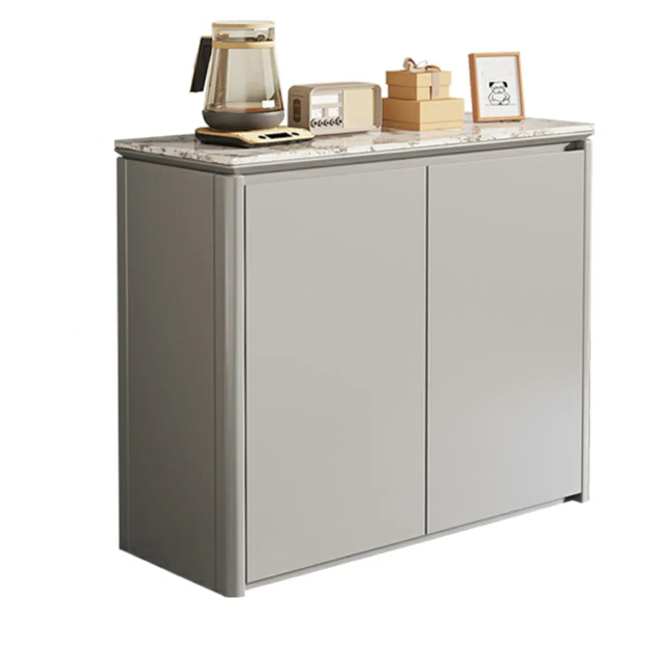 Modern White Stone Top Gray Pine Storage Sofa Bar Tables