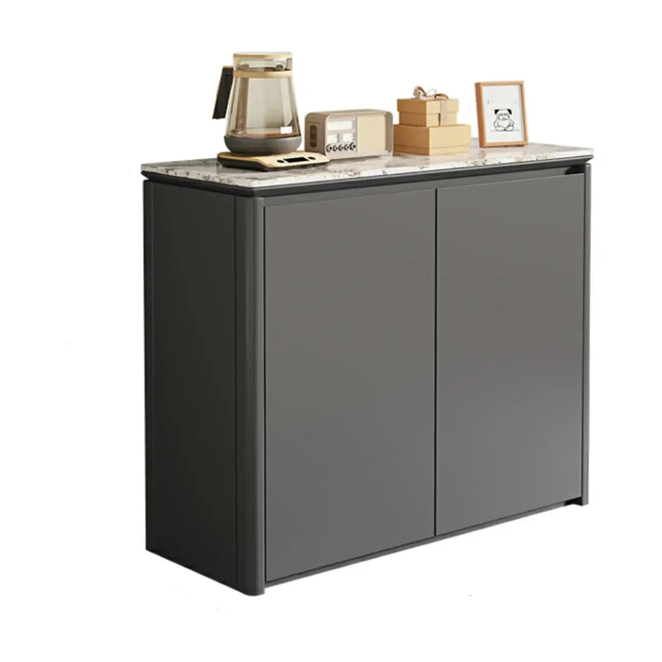 Modern White Stone Top Gray Pine Storage Sofa Bar Tables