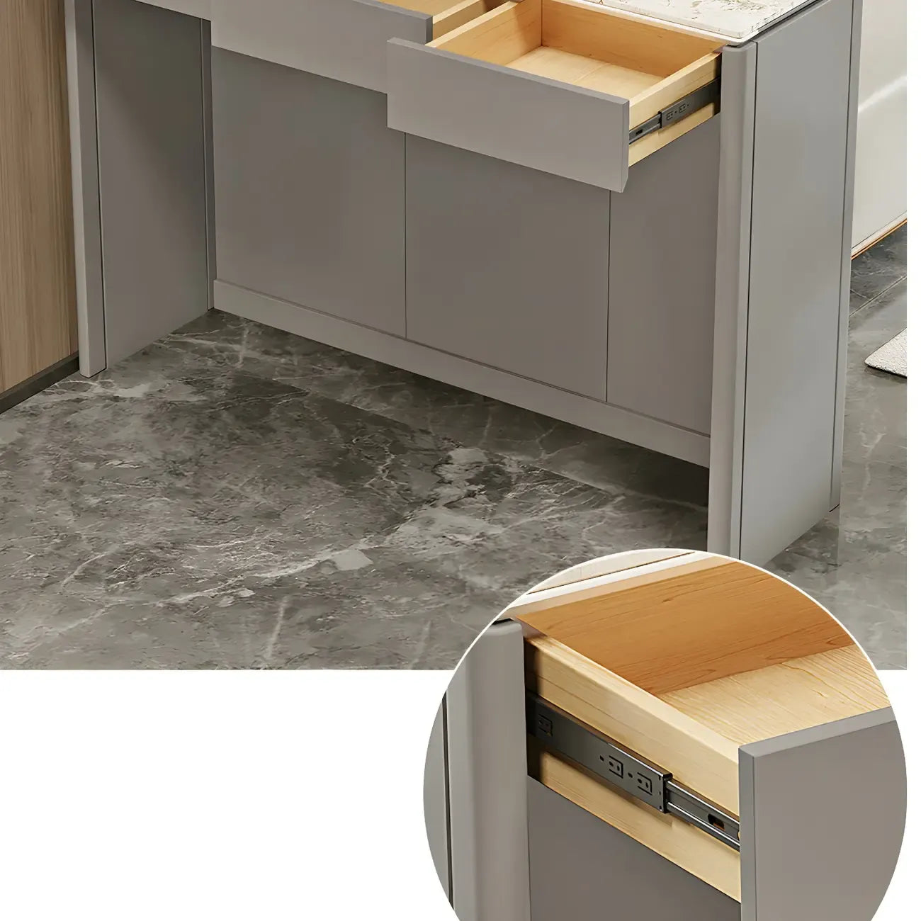 Modern White Stone Top Gray Pine Storage Sofa Bar Tables