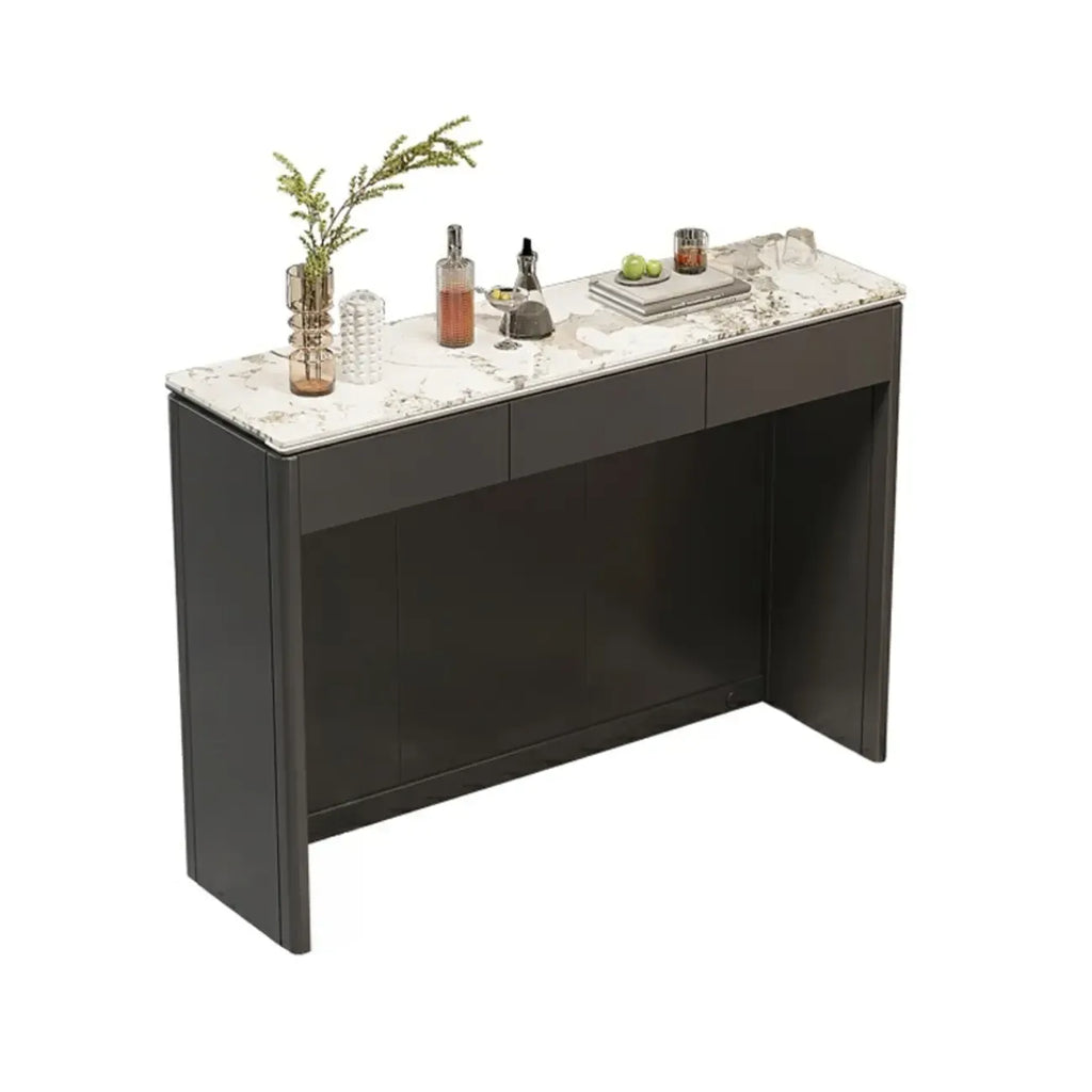 Modern White Stone Top Gray Pine Storage Sofa Bar Tables
