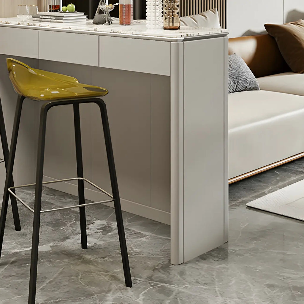 Modern White Stone Top Gray Pine Storage Sofa Bar Tables