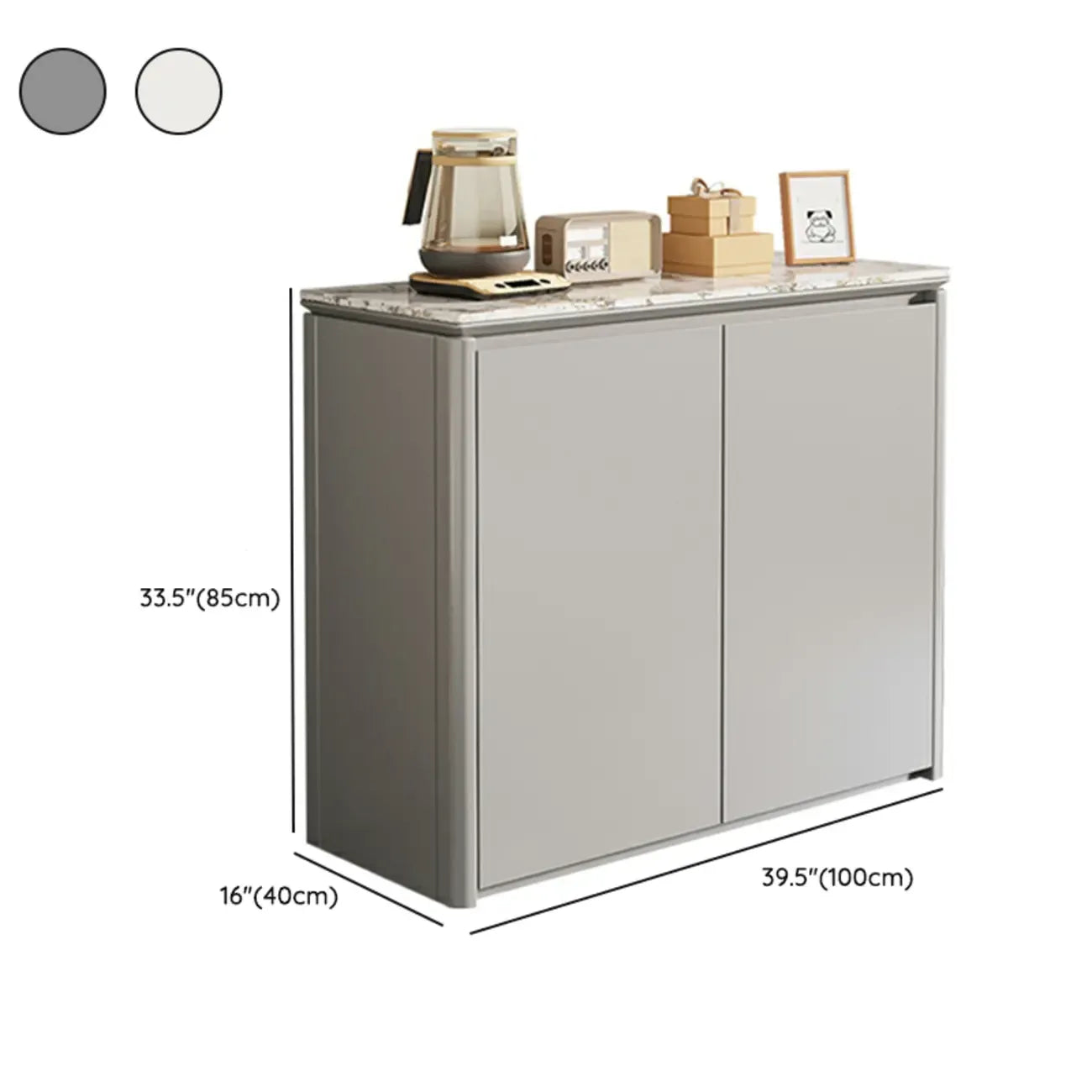 Modern White Stone Top Gray Pine Storage Sofa Bar Tables