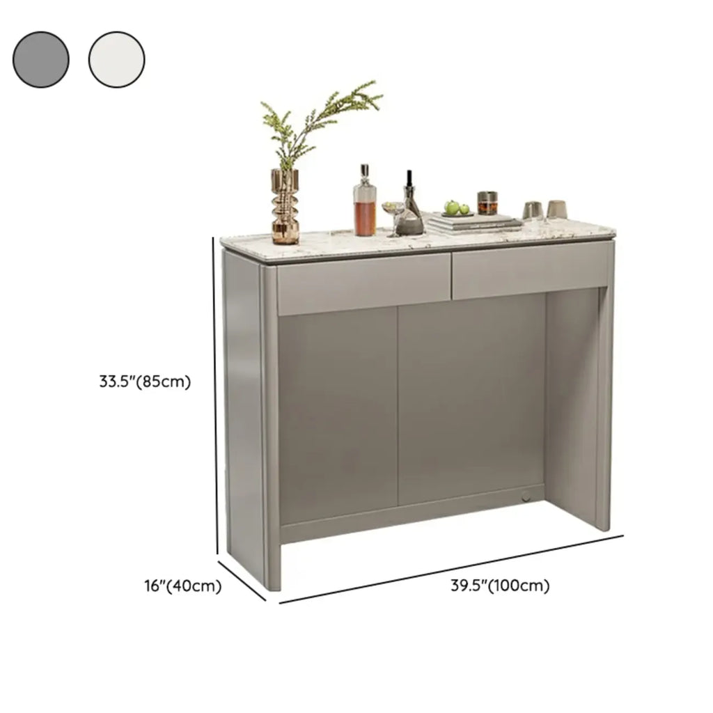 Modern White Stone Top Gray Pine Storage Sofa Bar Tables