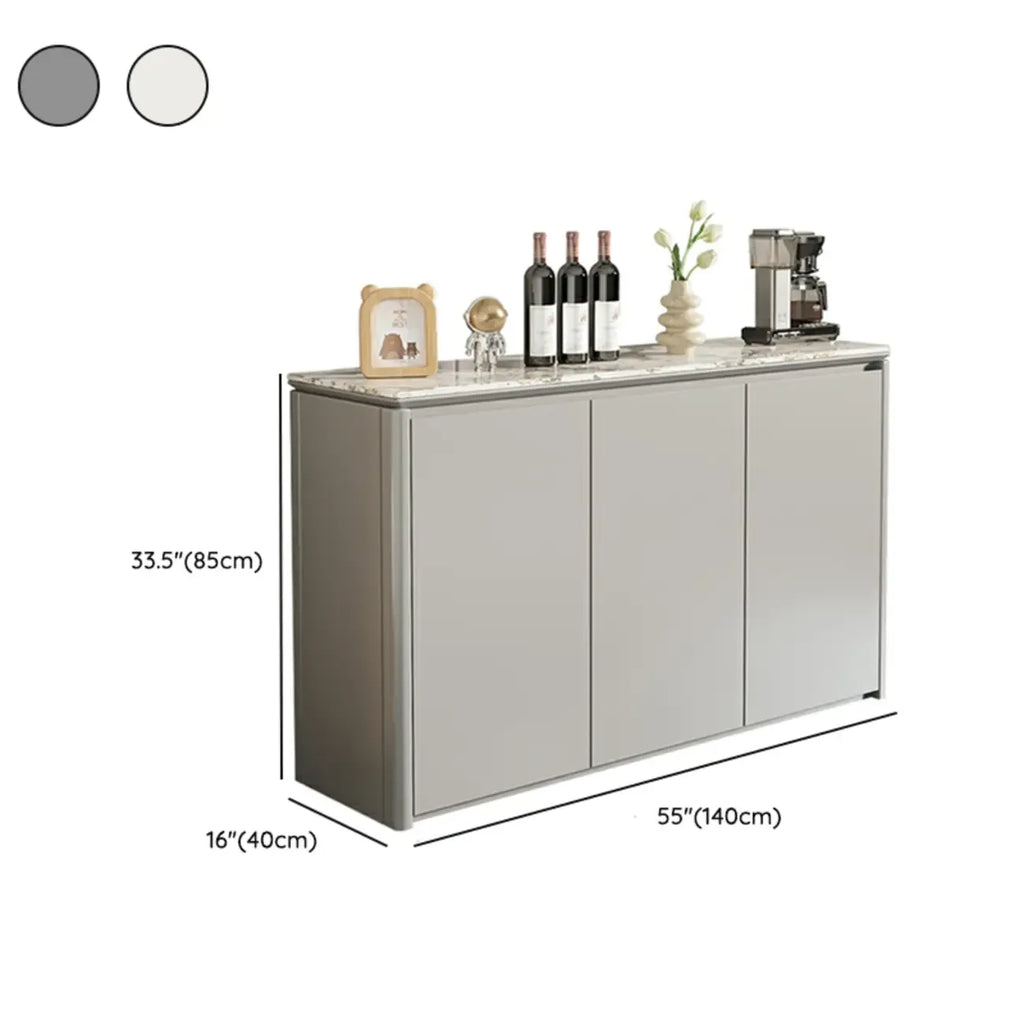 Modern White Stone Top Gray Pine Storage Sofa Bar Tables