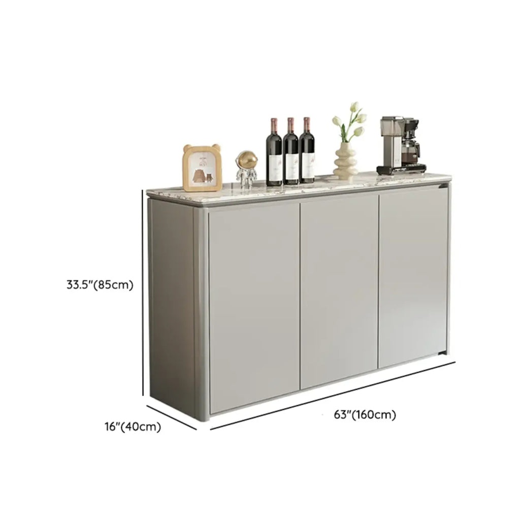 Modern White Stone Top Gray Pine Storage Sofa Bar Tables