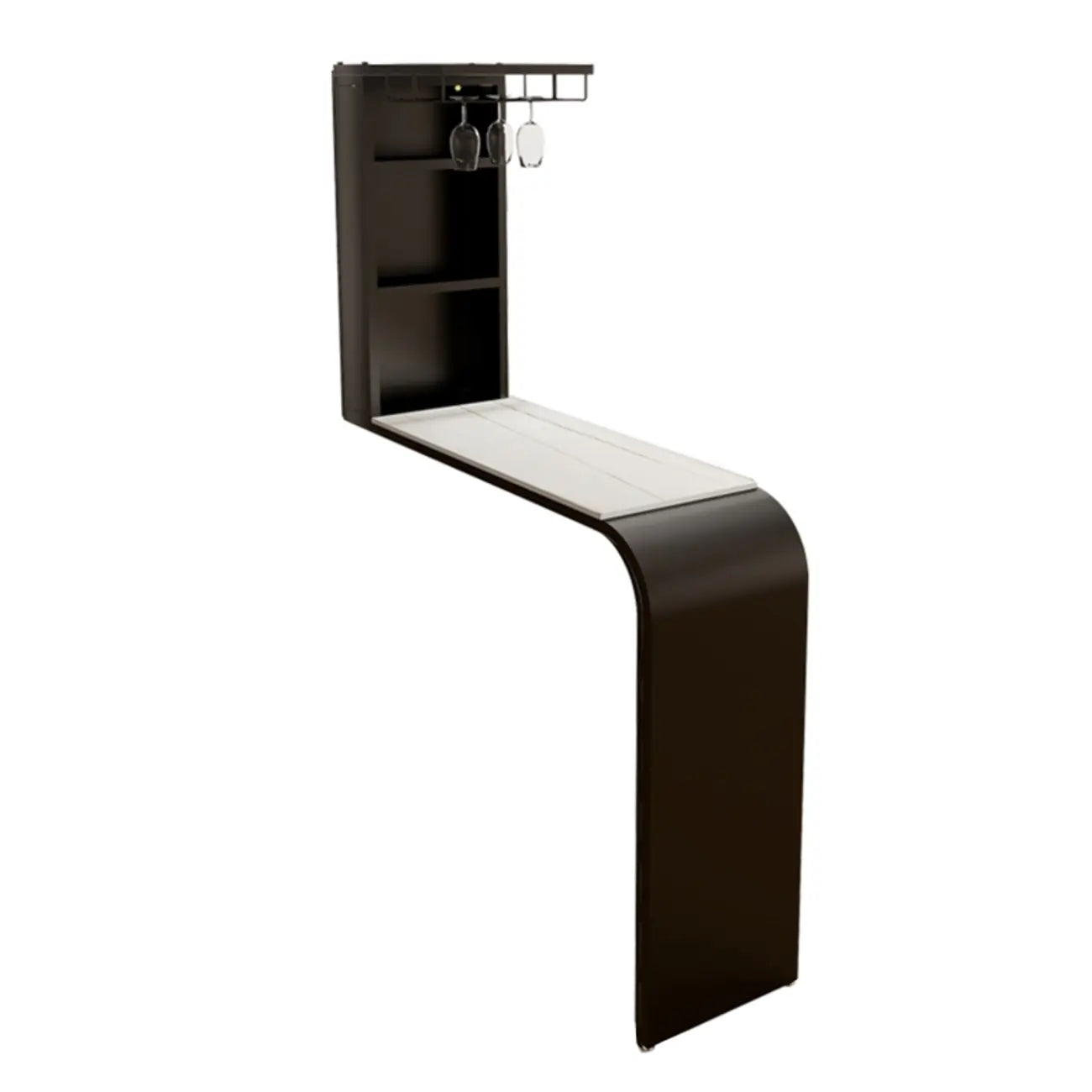 Modern Stone Black Metal Storage Bar Tables with Cup Holder