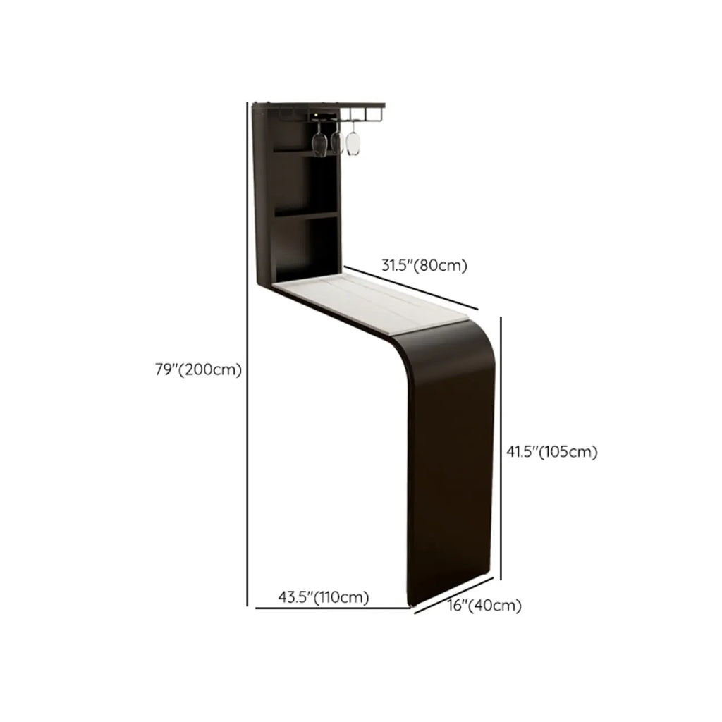 Modern Stone Black Metal Storage Bar Tables with Cup Holder