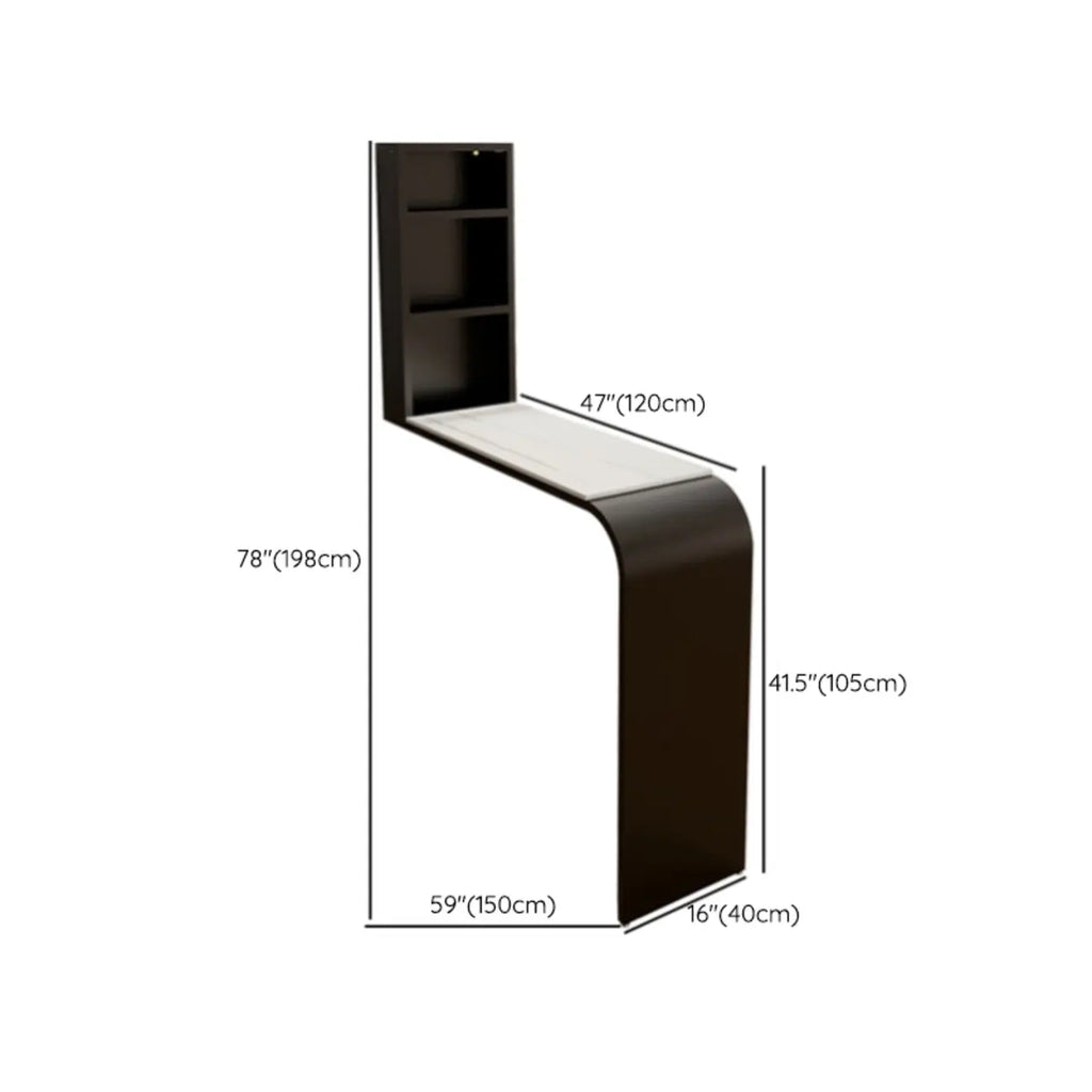 Modern Stone Black Metal Storage Bar Tables with Cup Holder
