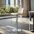 Modern White Leather Square Upholstered Swivel Bar Stools