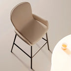 Simple Beige Leather Counter Bar Stools with Back