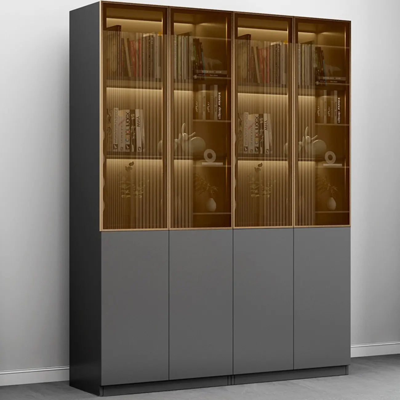 Modern Wooden Glass Door Display Cabinets with Shelves