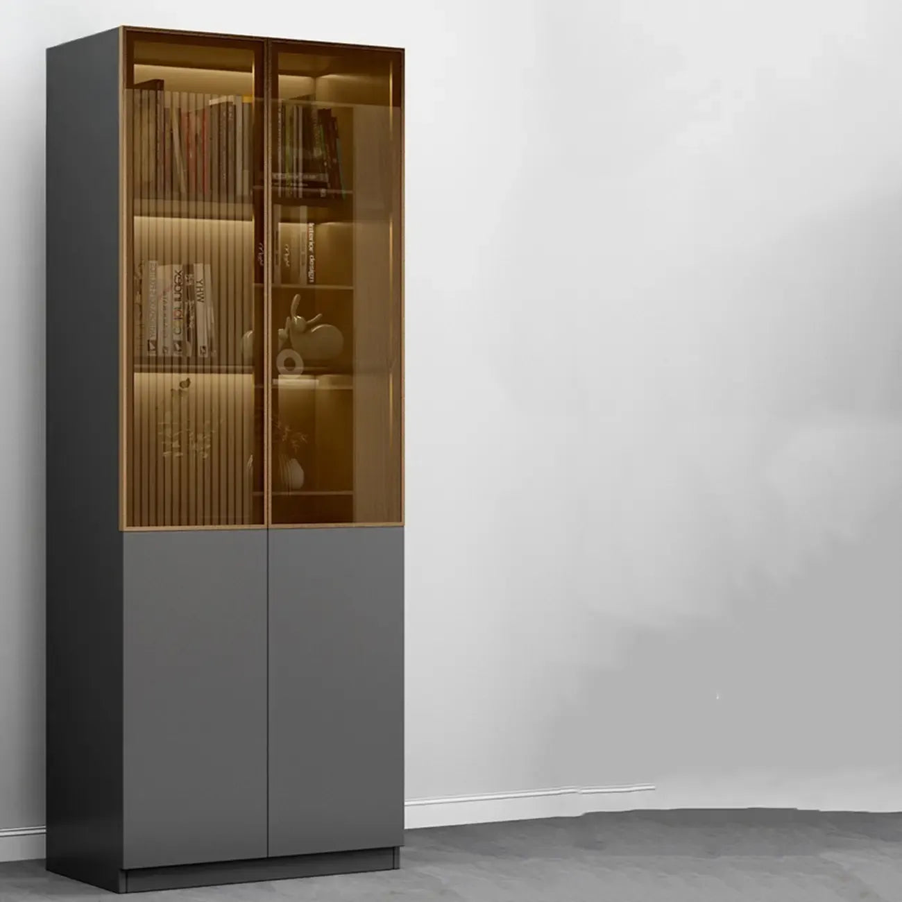 Modern Wooden Glass Door Display Cabinets with Shelves