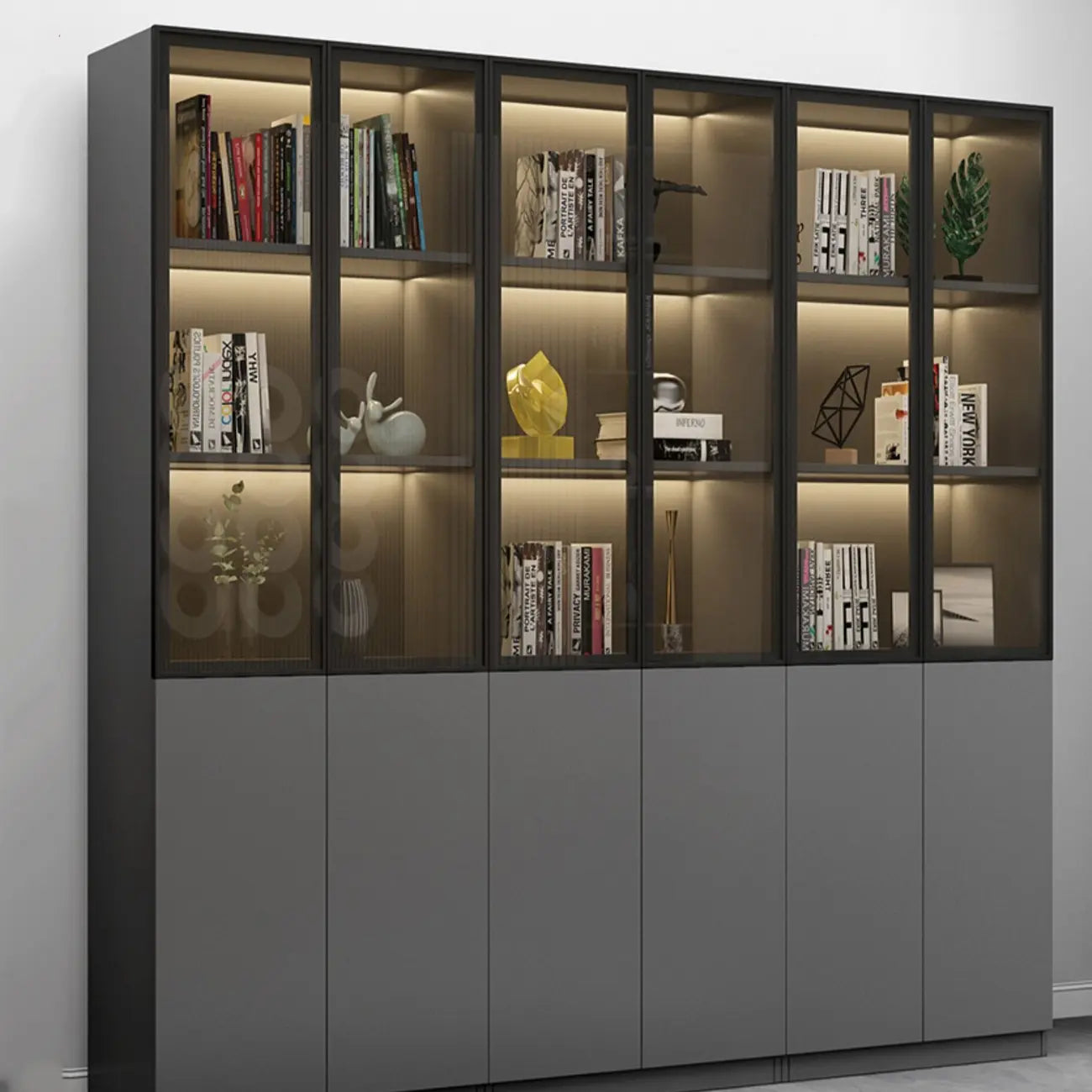 Modern Wooden Glass Door Display Cabinets with Shelves