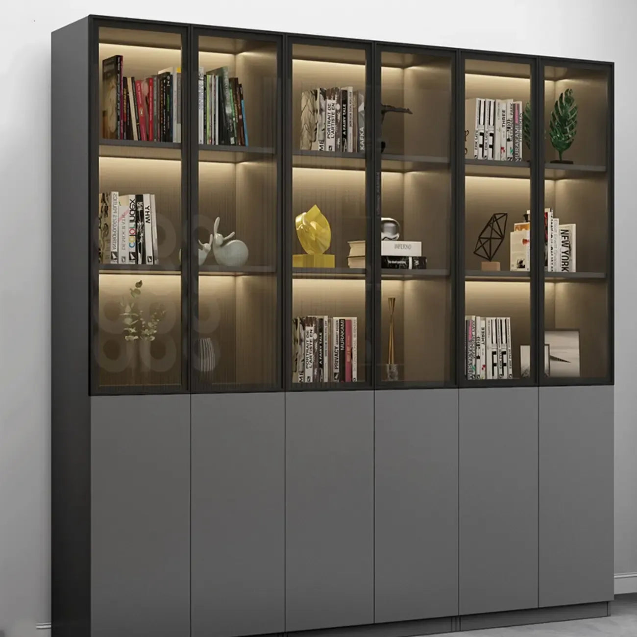 Modern Wooden Glass Door Display Cabinets with Shelves