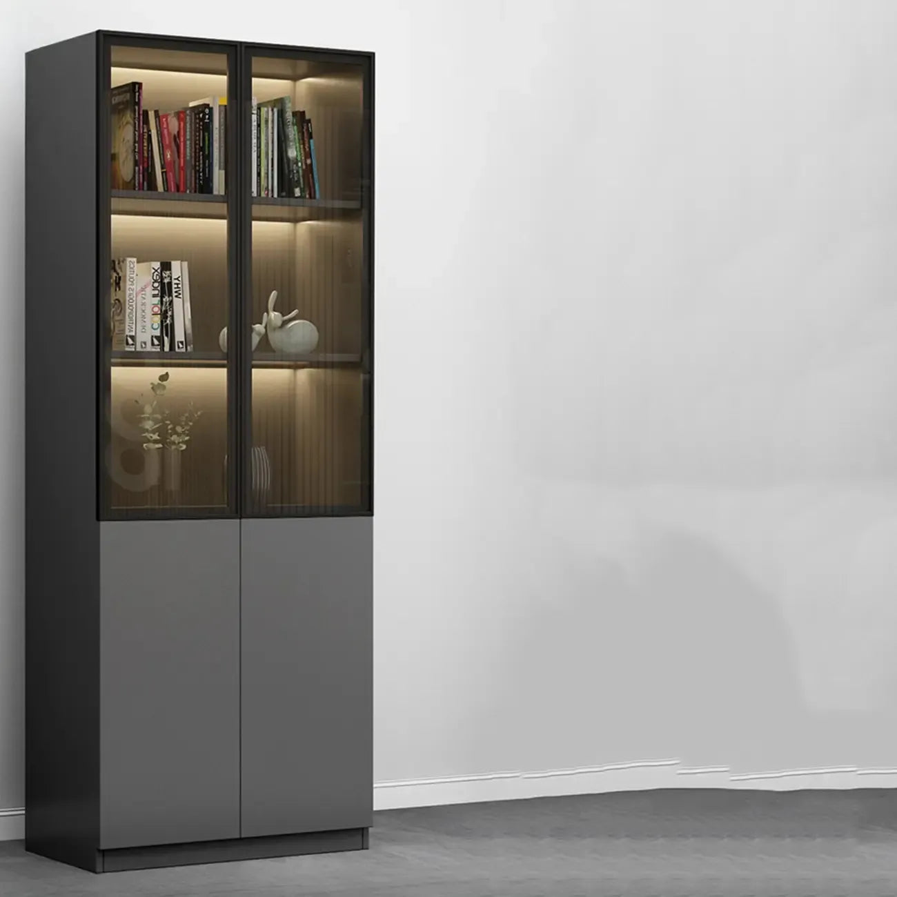 Modern Wooden Glass Door Display Cabinets with Shelves