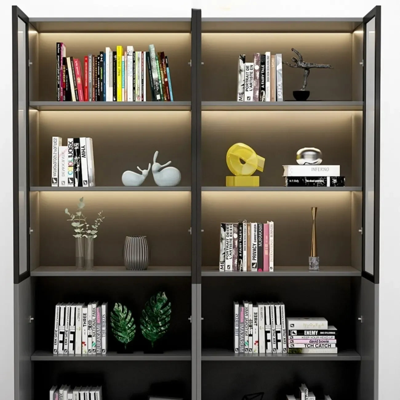 Modern Wooden Glass Door Display Cabinets with Shelves