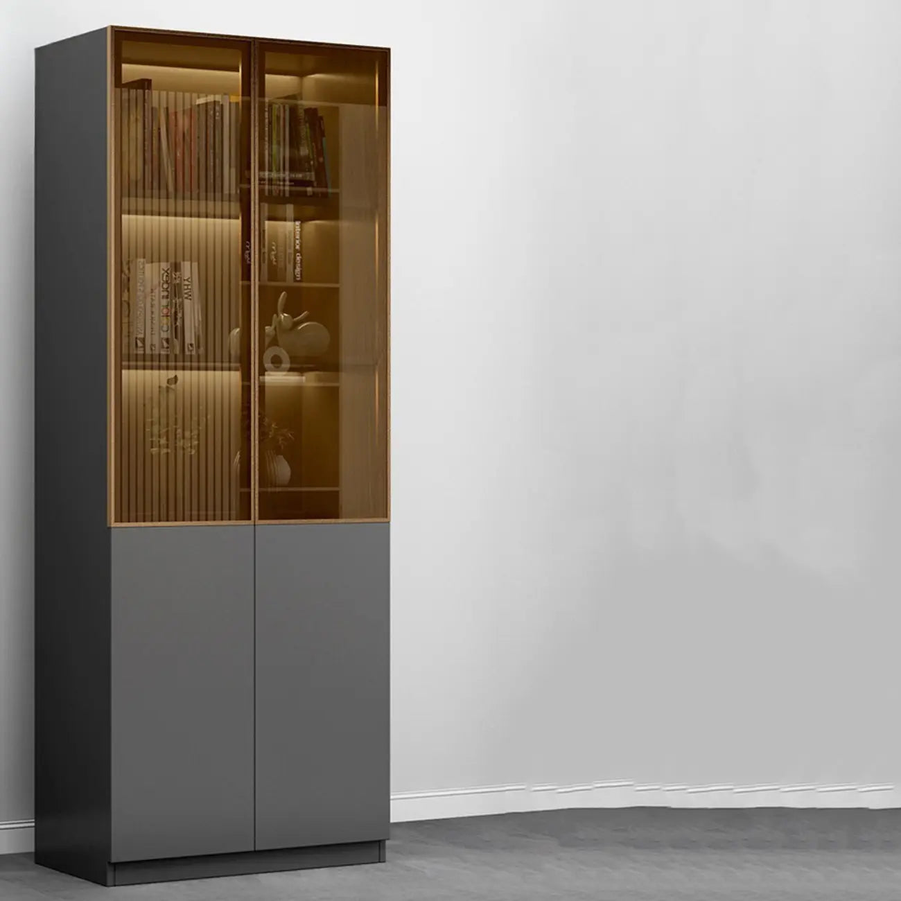 Modern Wooden Glass Door Display Cabinets with Shelves