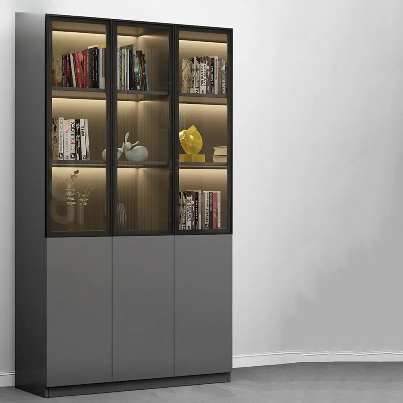 Modern Wooden Glass Door Display Cabinets with Shelves