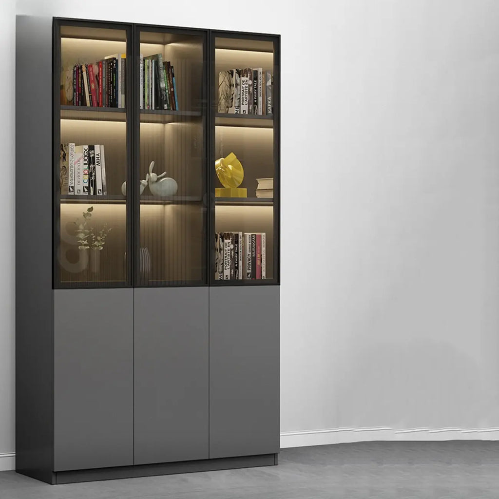 Modern Wooden Glass Door Display Cabinets with Shelves