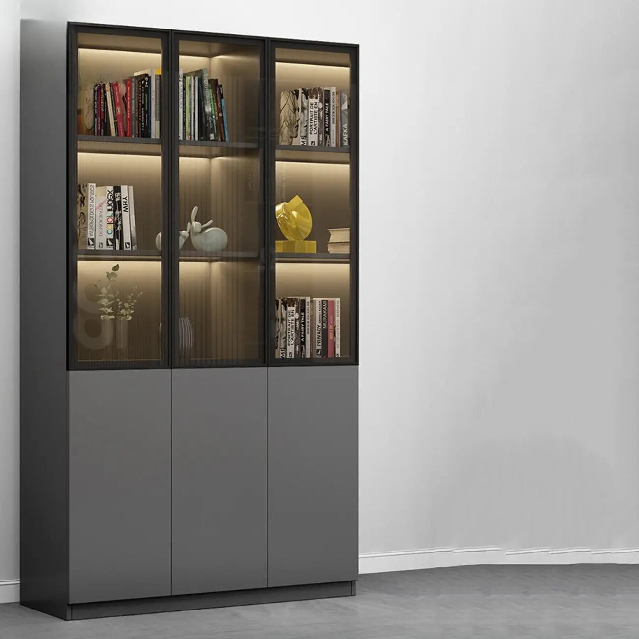 Modern Wooden Glass Door Display Cabinets with Shelves