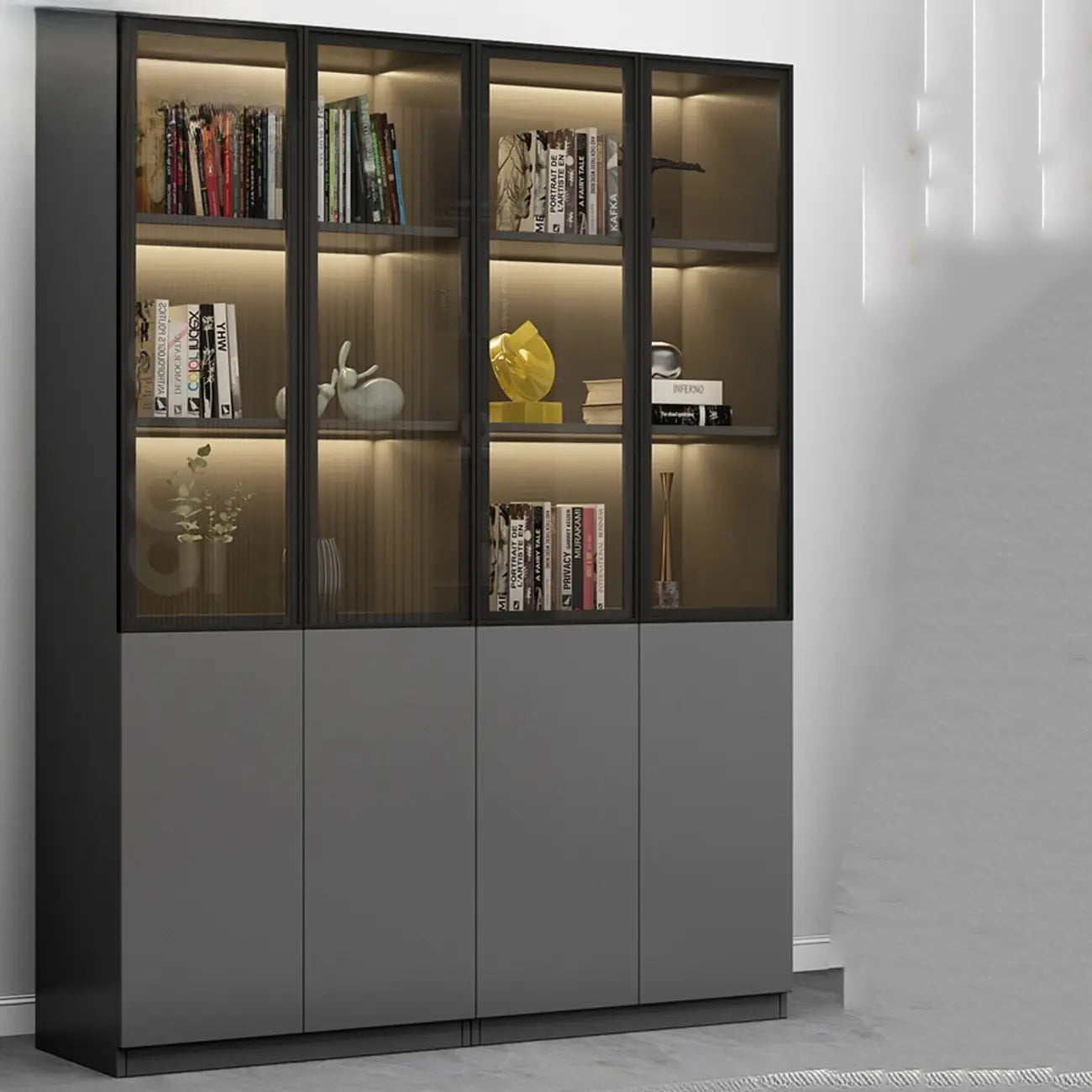 Modern Wooden Glass Door Display Cabinets with Shelves