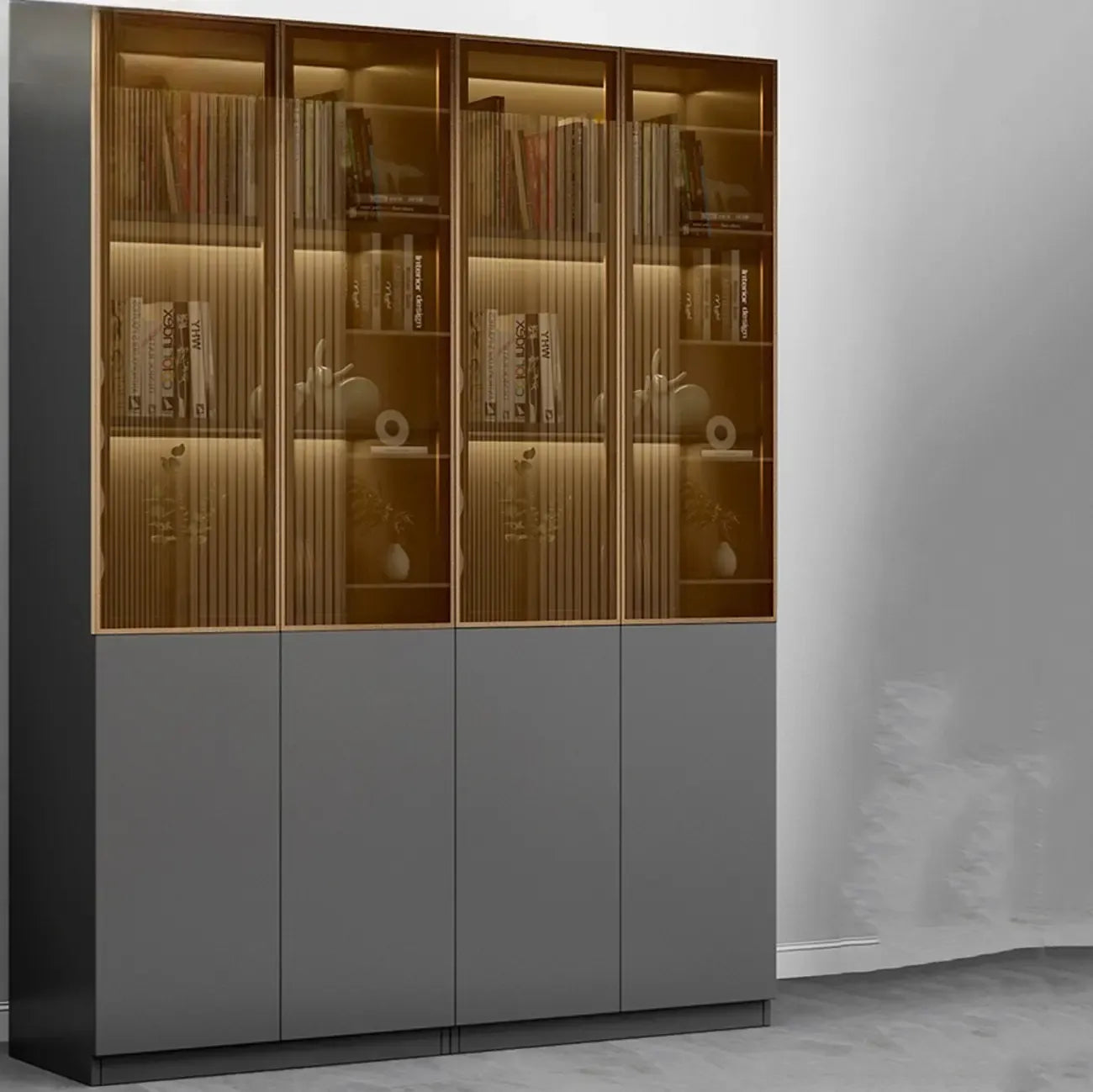 Modern Wooden Glass Door Display Cabinets with Shelves