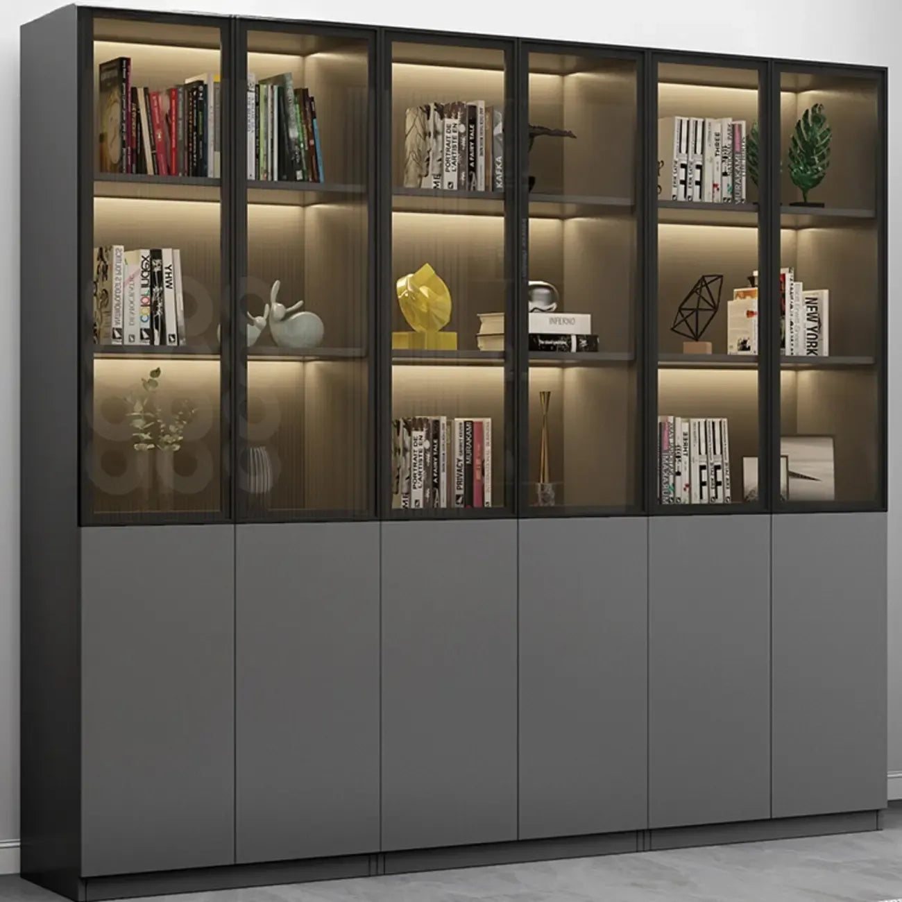 Modern Wooden Glass Door Display Cabinets with Shelves