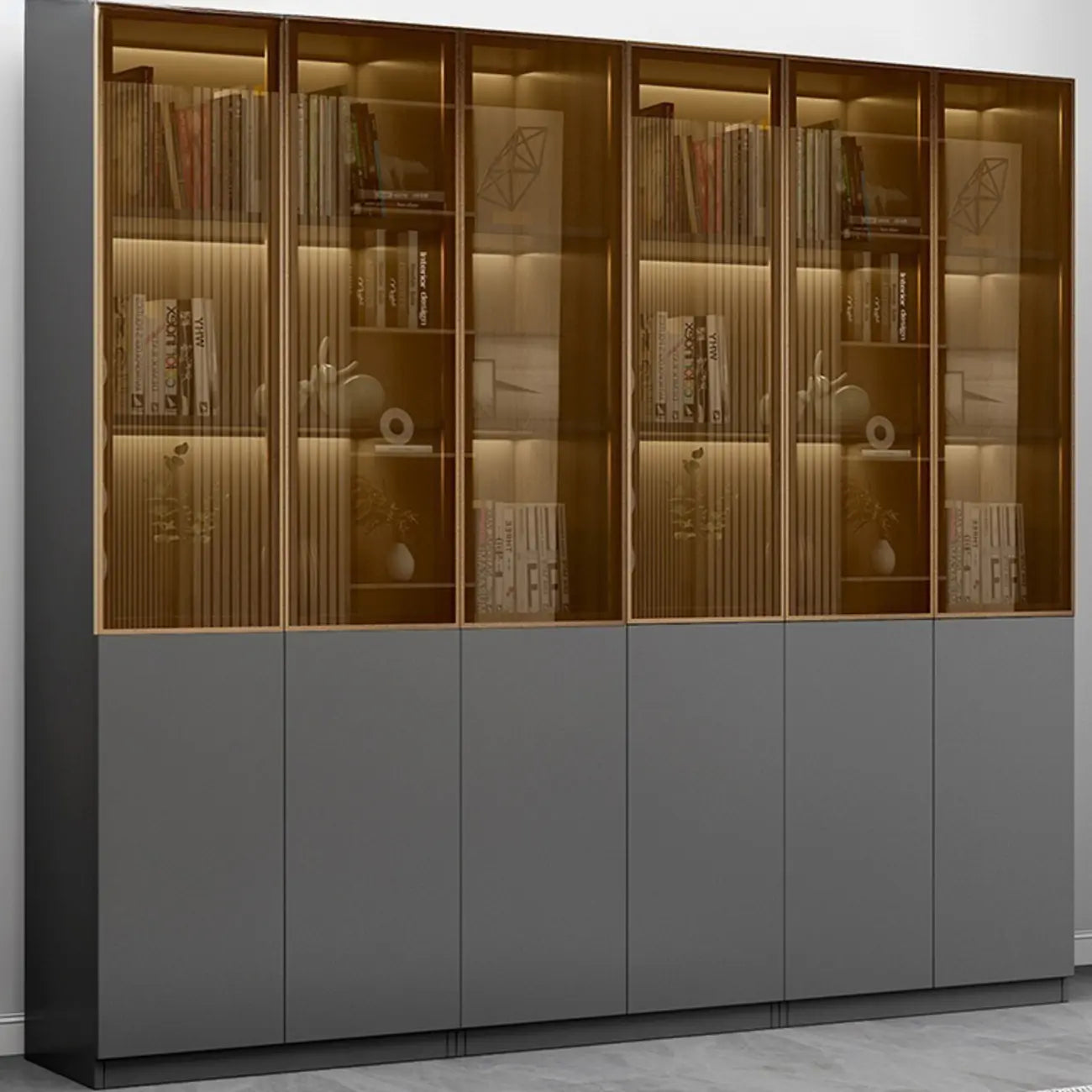 Modern Wooden Glass Door Display Cabinets with Shelves
