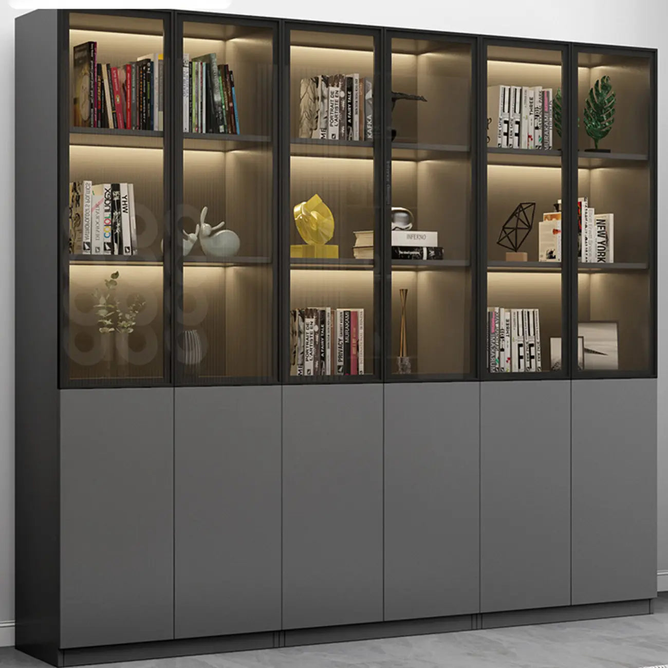Modern Wooden Glass Door Display Cabinets with Shelves