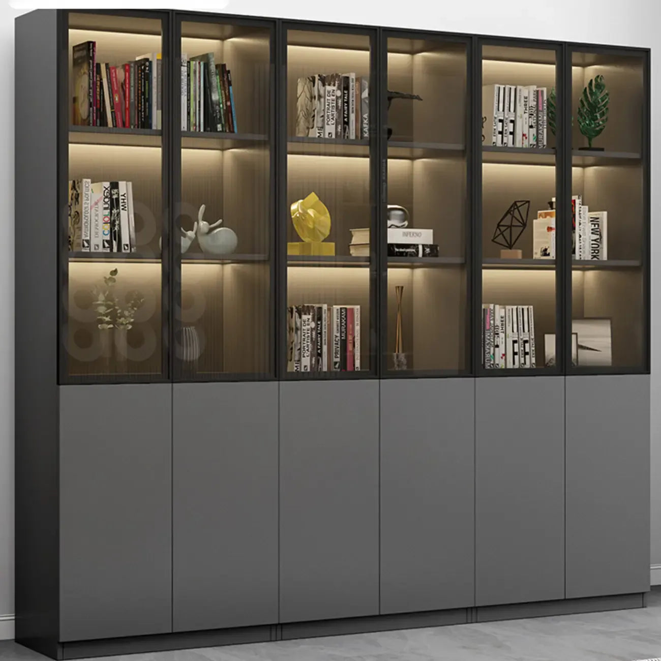 Modern Wooden Glass Door Display Cabinets with Shelves
