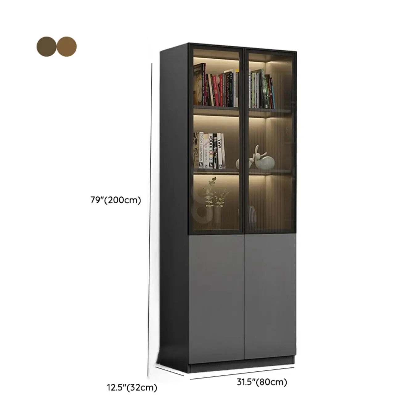 Modern Wooden Glass Door Display Cabinets with Shelves