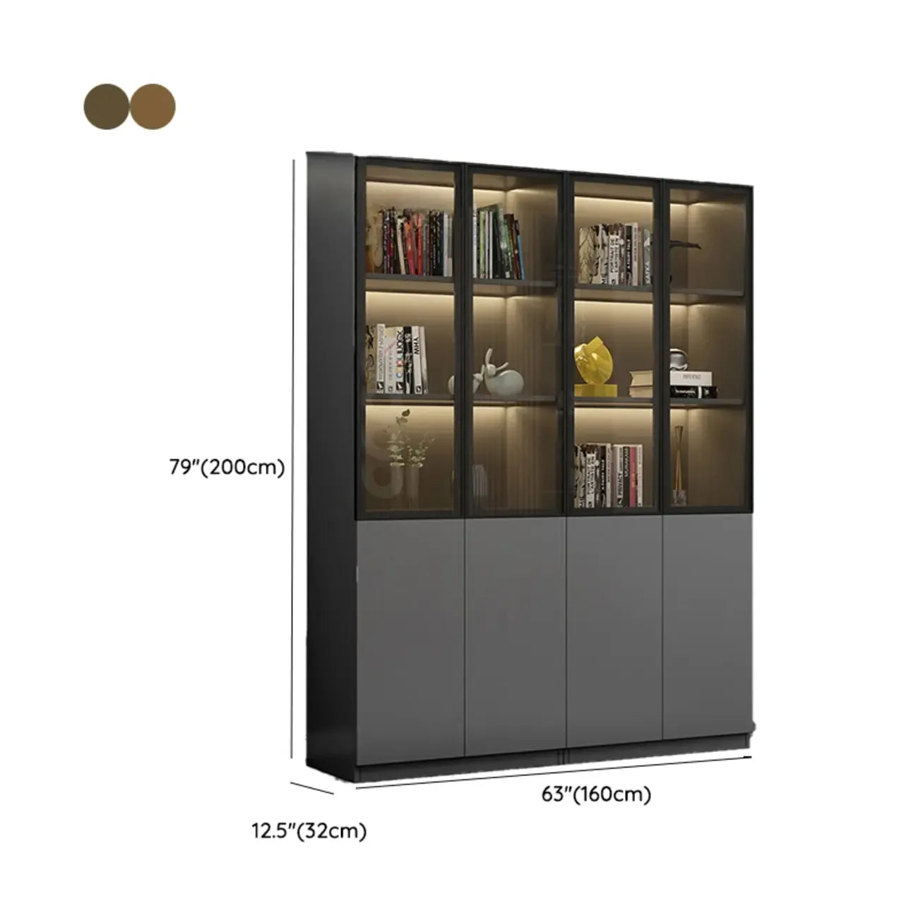 Modern Wooden Glass Door Display Cabinets with Shelves