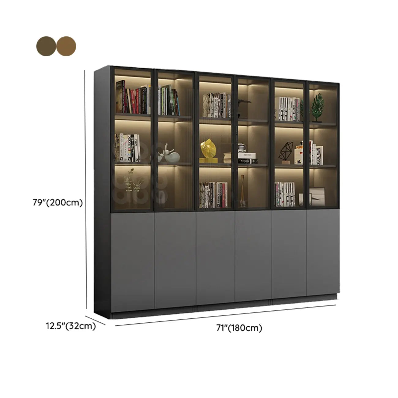 Modern Wooden Glass Door Display Cabinets with Shelves