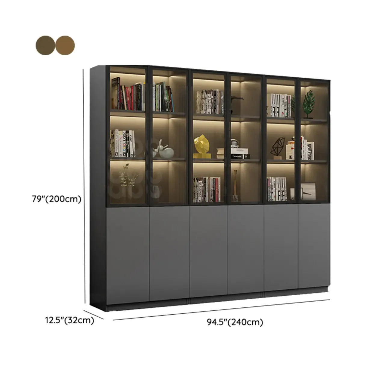 Modern Wooden Glass Door Display Cabinets with Shelves