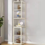 Modern Floor 4-Shelf Metal Display Cabinet with Glass Doors