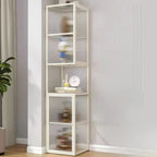 Modern Floor 4-Shelf Metal Display Cabinet with Glass Doors