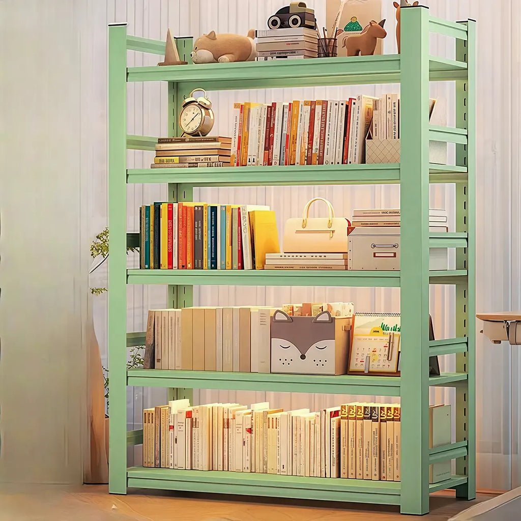 Multi-functional Vertical Green Steel 5-Shelf Bookshelf