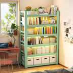 Multi-functional Vertical Green Steel 5-Shelf Bookshelf
