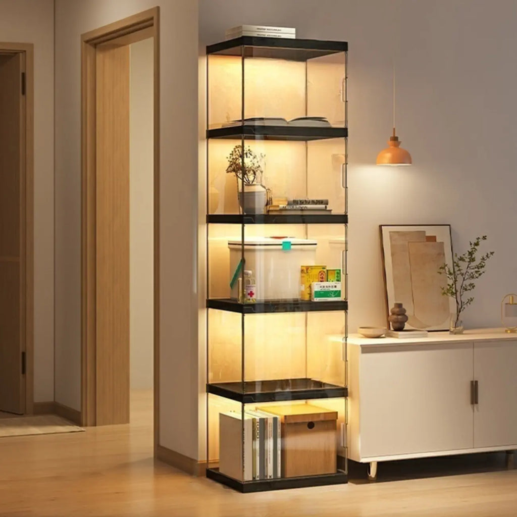 Modern Acrylic 5-Tier Lighted Display Bookcase