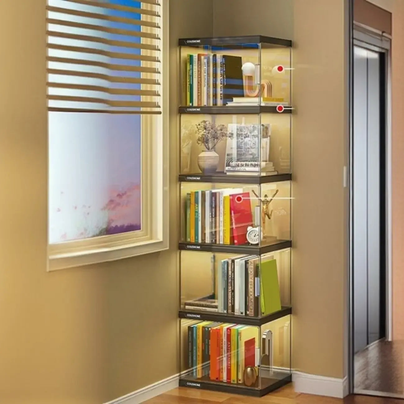 Modern Acrylic 5-Tier Lighted Display Bookcase