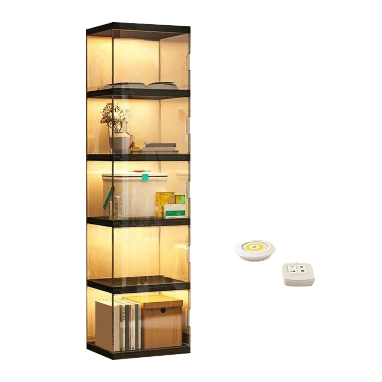 Modern Acrylic 5-Tier Lighted Display Bookcase