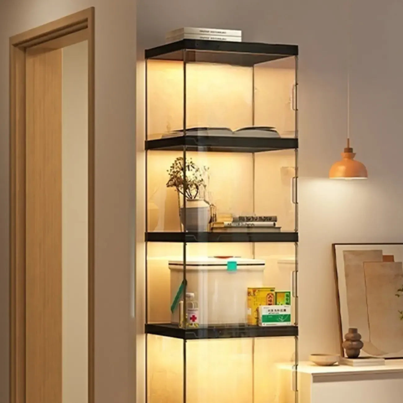 Modern Acrylic 5-Tier Lighted Display Bookcase
